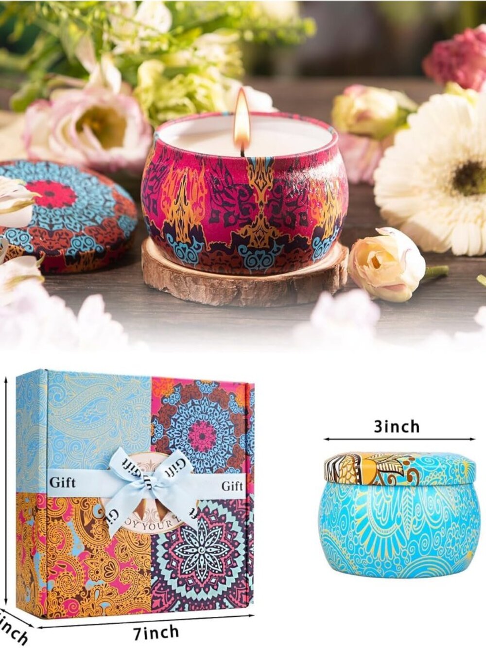 Candle Gift Set for Women, 4 Pack Long Lasting Lavender Scented Soy Candles, Aro - Picture 5 of 7